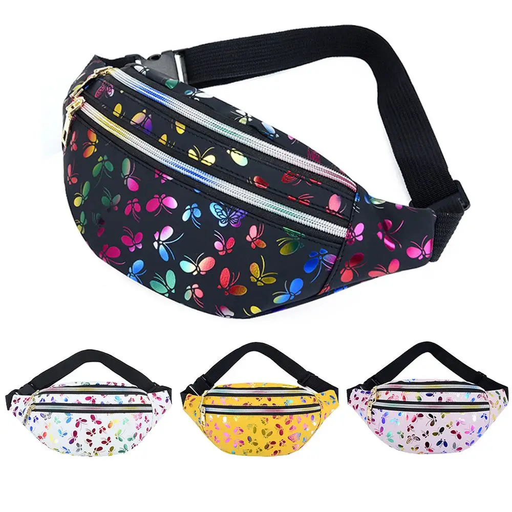 Printed Waist Bag Women Fanny Pack Colorful Girls Bum Bag Travel Cartoon Belt`s Bag Festival Mobile Phone Pouch Purse