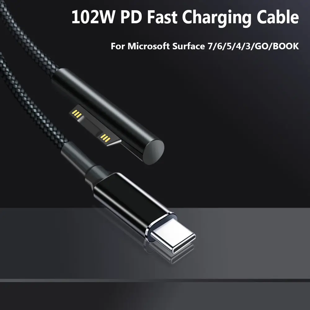Adaptador de cargador USB tipo C para ordenador portátil y tableta, fuente de alimentación PD, Cable de carga rápida para Microsoft Surface Pro 7/6/5/4/3 Book/Book 2