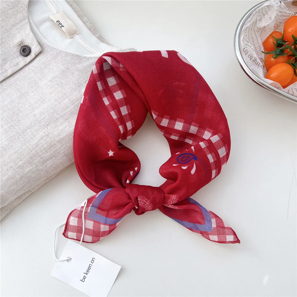 Square Scarf Paisley Cotton Linen Multicolor Breathable Soft Women Commute Neck Cover Headband Elegant Accessory
