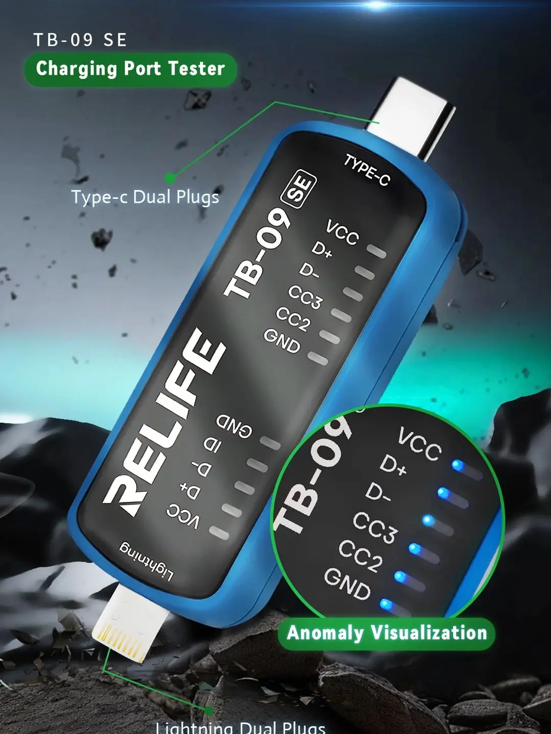 RELIFE TB-09 SE Einfacher Steckverbinder-Tester Ohne Demontage von Mobiltelefonen Testen, Schnelles Fehlerortungs-Reparaturwerkzeug