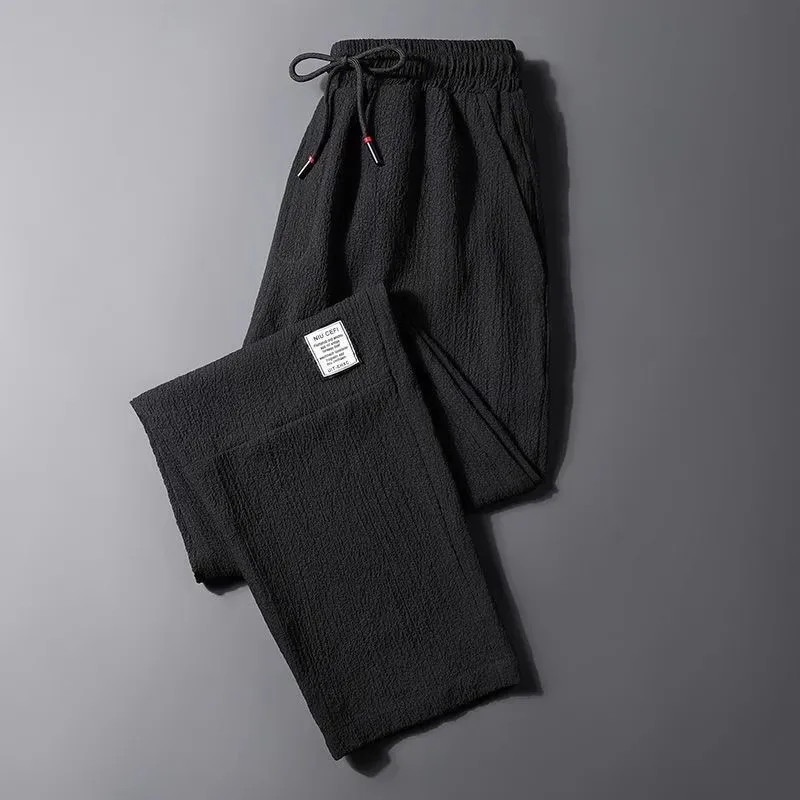 Men's Casual Loose Cotton Linen Pants Summer Breathable Workwear Ice Silk Ultra-Thin Wear-Resistant Comfortable Cotton Linen ...