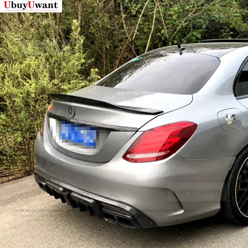 UBUYUWANT For Benz C Class W205 Spoiler  C63 C180 C200 C250 C260 2014--2020 Year Sedan Glossy Black Real Carbon Fiber Rear Wing