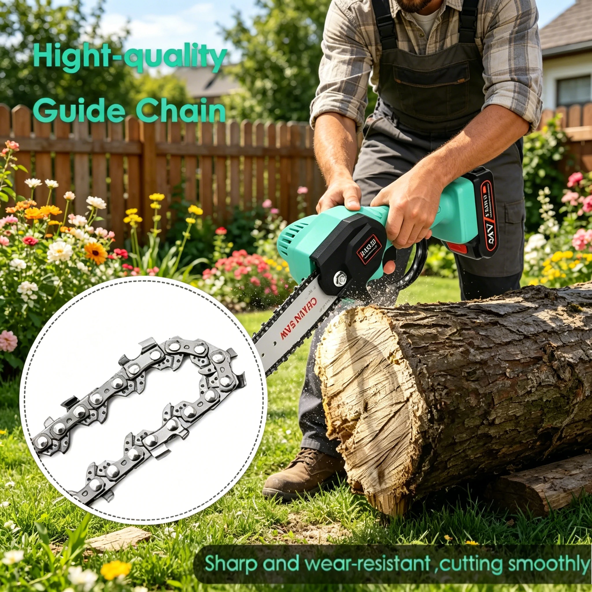 

16in Chainsaw Chain 59 Drive Links Chainsaw Chain 3/8" LP Mini Guide Saw Chain Replacement Portable 0.050" Gauge Chainsaw
