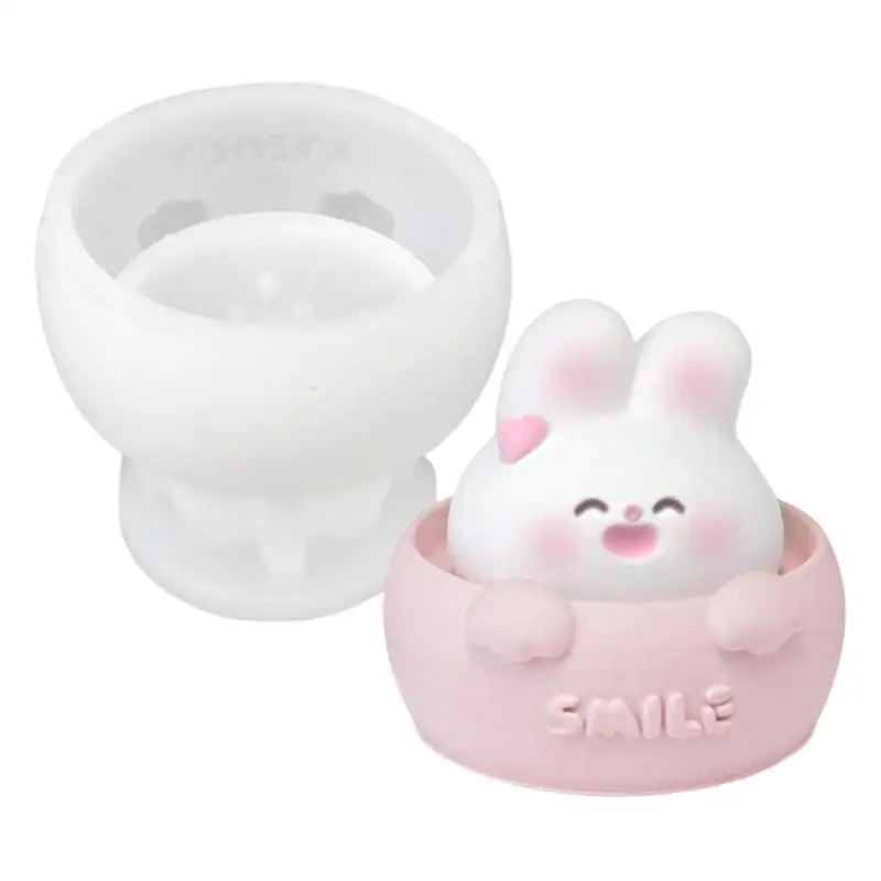 Easter Silicone Molds 3D Cute Rabbit Aromatherapy Candle Mould Easter Rabbit Mold Cake Decoration For Family Birthday Or