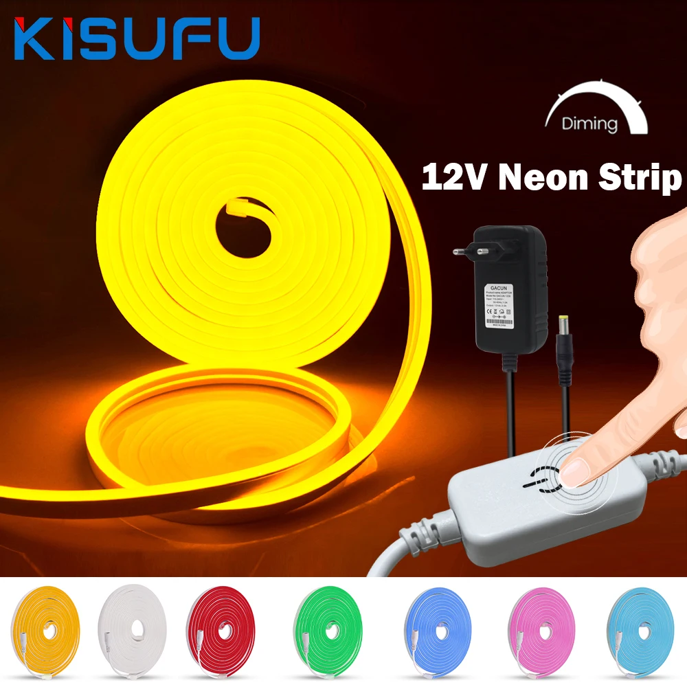 

Dimmable Touch Sensor LED Strip Neon Light With EU/AU/UK/US Plug Waterproof Flexible LED Neon Sign Light For Outdoor Home Decor