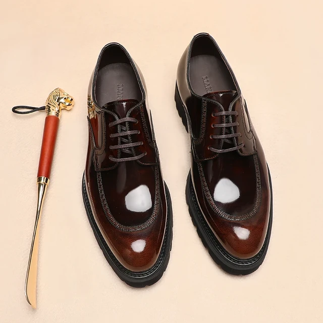 New Business Dress Men s Shoes Casual Breathable Leather Lacing Thick Sole Men s Dress Shoes AliExpress