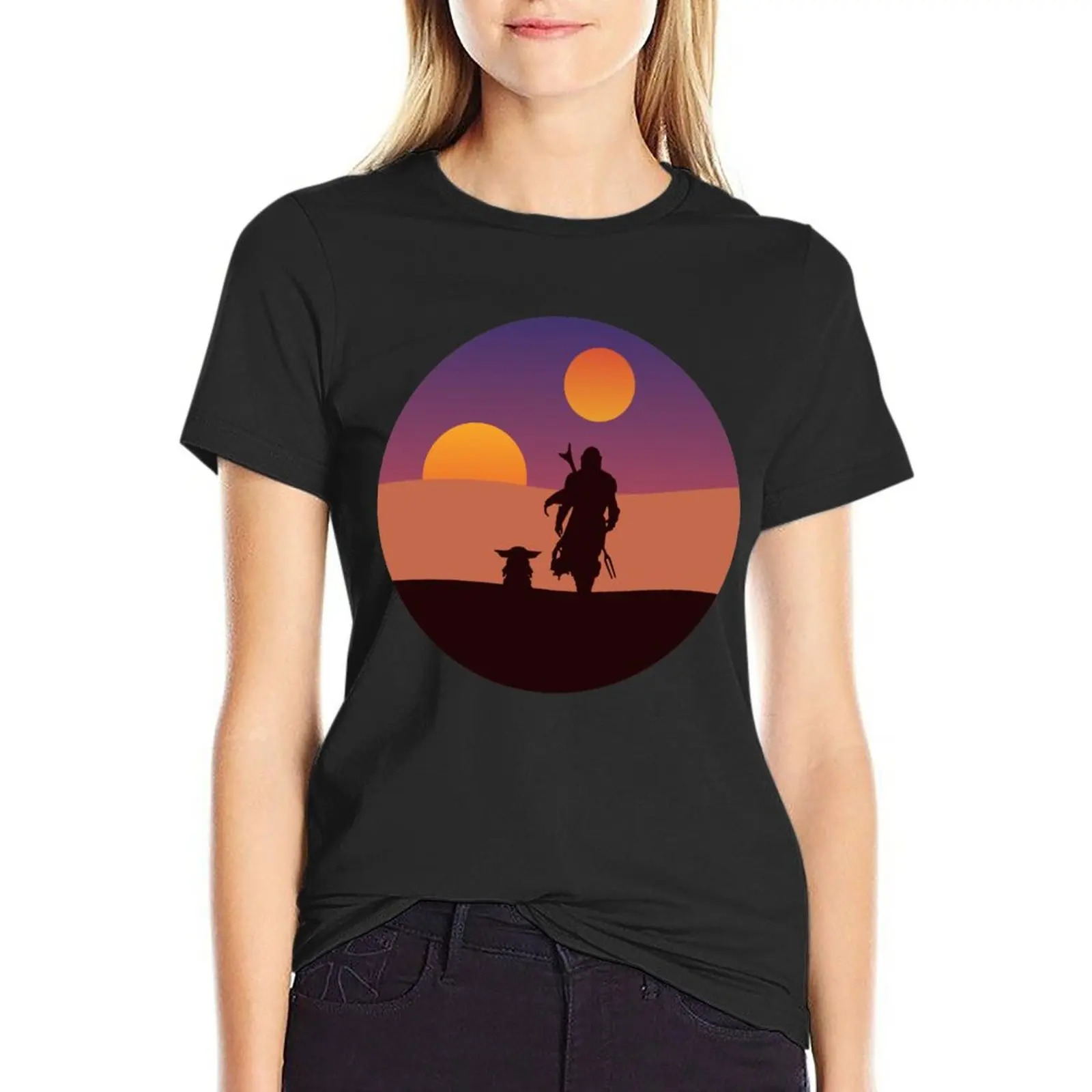 

Tatooine silhouettes T-Shirt graphics t shirt summer tops Women's summer blouses 2023