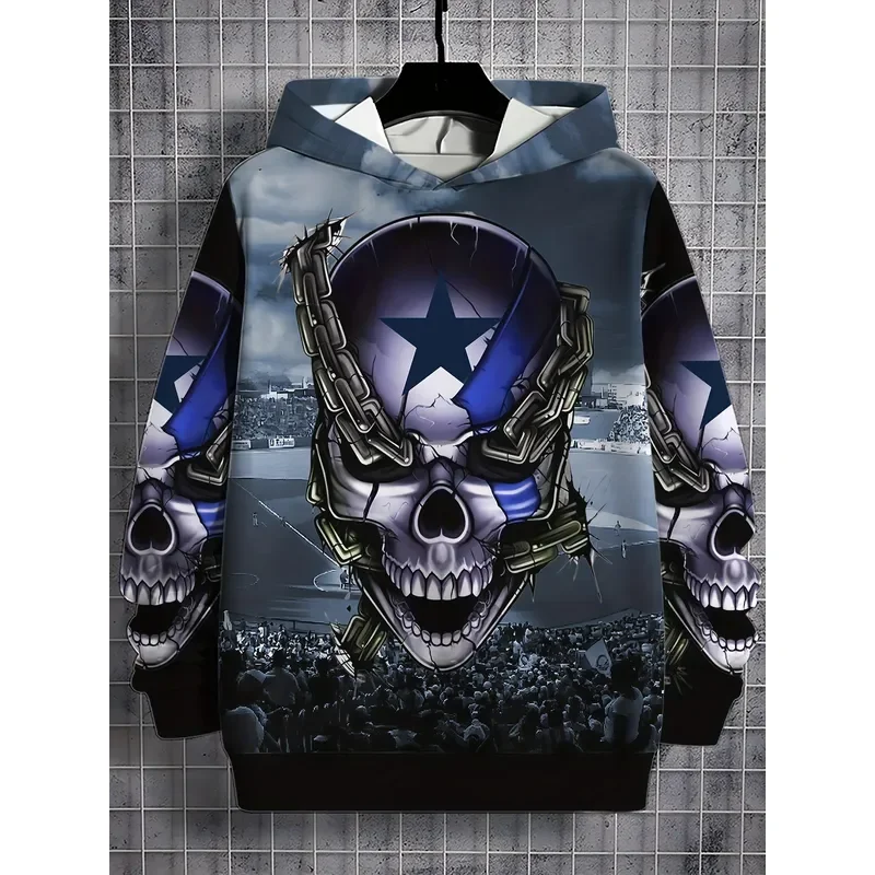 Men's Casual Hoodie 3D Digital Print Polyester Long Sleeve Pullover Sweatshirt Streetwear Fashion Top 2026 Random Color