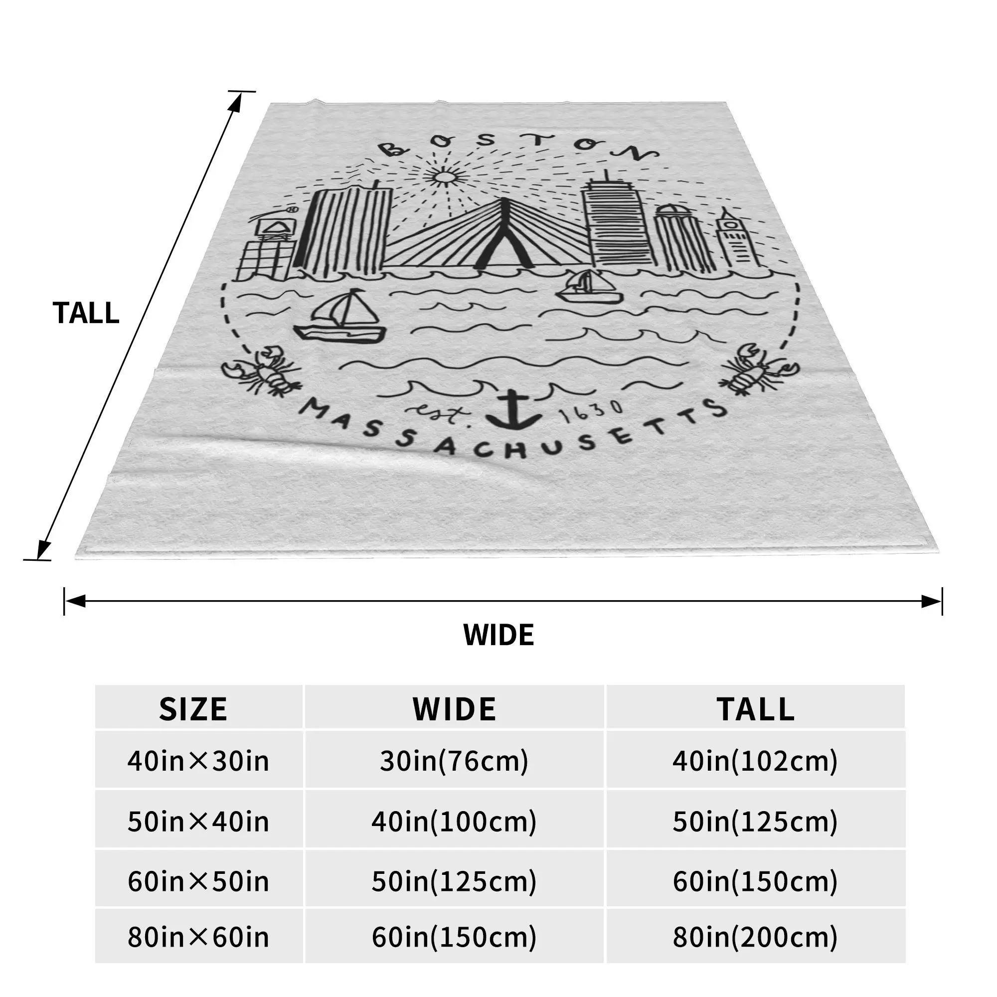 Boston Mass Skyline Collag Blankets Soft Warm Flannel Throw Blanket Bedding for Bed Living room Picnic Travel Home Sofa