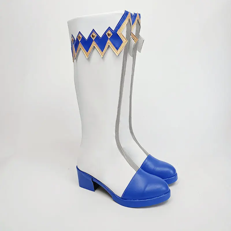 Anime Tenma Tsukasa Cosplay Shoes White High Heels Long PU Leather Boots For Halloween Carnival