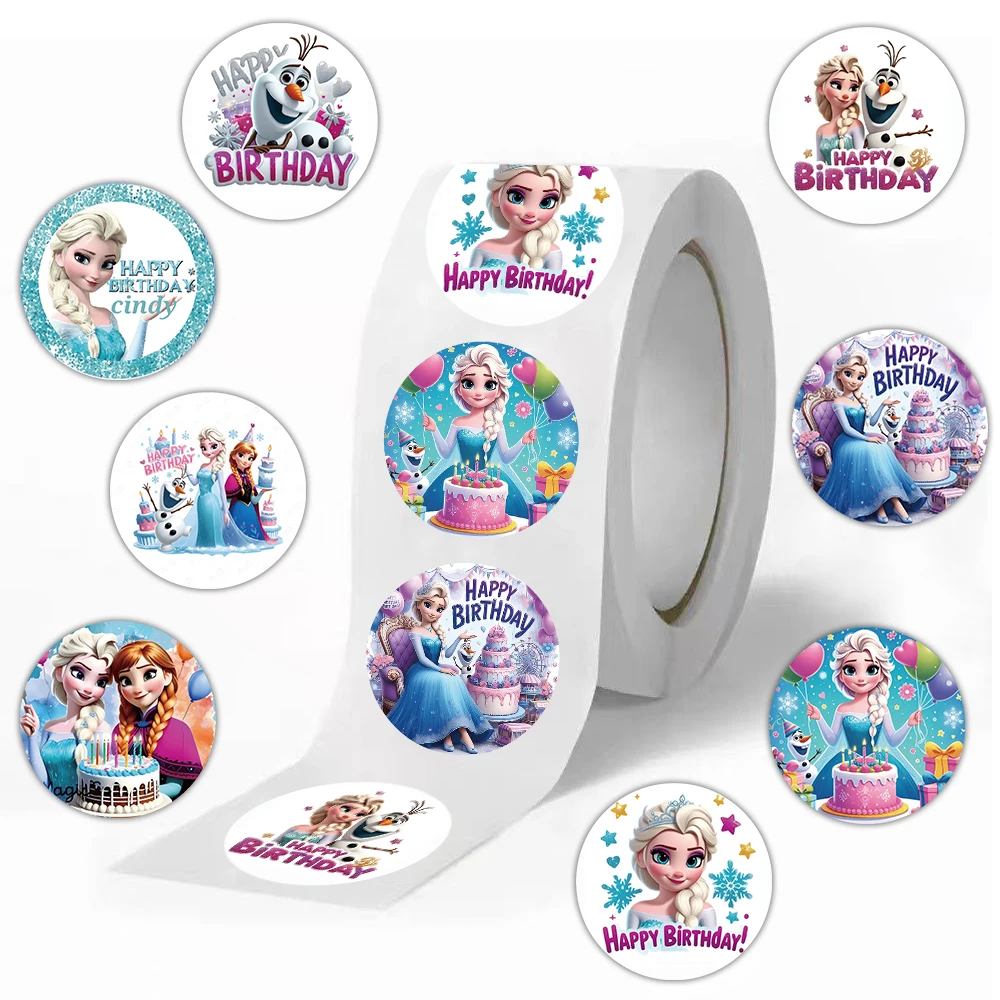 500 قطعة/لفة الكرتون ديزني المجمدة إلسا الأميرة الكتابة على الجدران ملصقات DIY بها بنفسك البلاستيكية محمول الشارات الديكور مكافأة الاطفال اللعب الهدايا