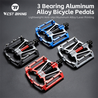 WEST BIKING Ultralight Cycling Pedals 3 Bearing MTB Road Bike 7075 Aluminum Alloy Non-slip Flat Pedal Multicolor Cycling Parts