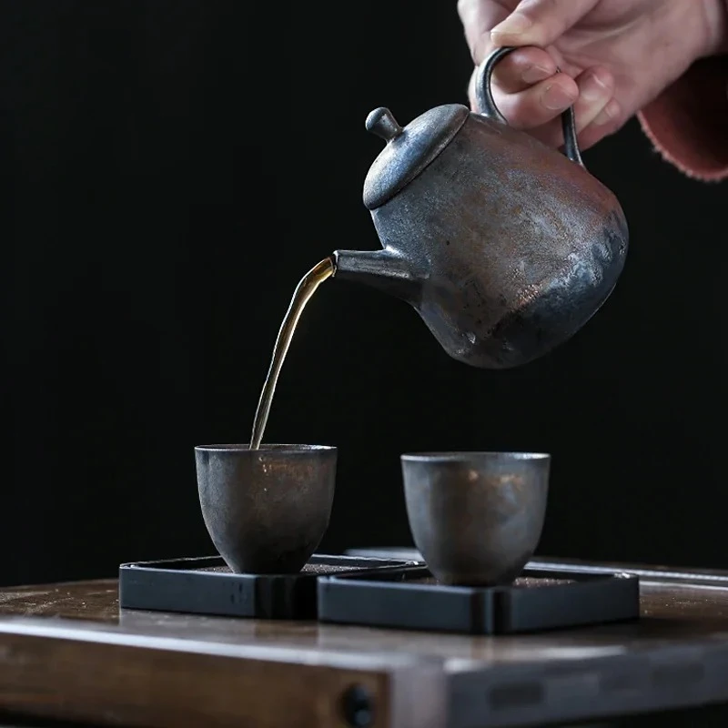 Firewood teacup, Japanese-style tasting cup, small stoneware master single cup, handmade ceramic Kungfu tea set