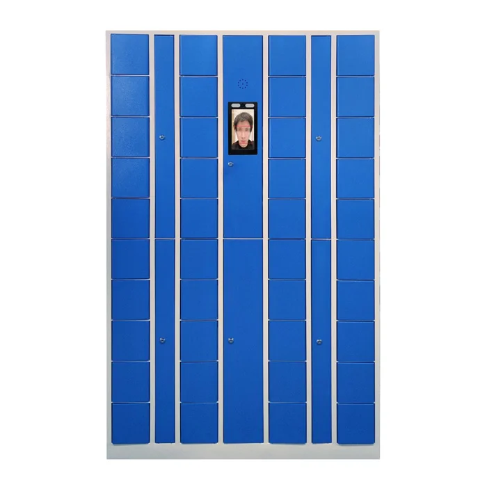 Wall-mounted 40-slot aluminum mobile phone locker with electronic lock, assembled for office, classroom and gym use