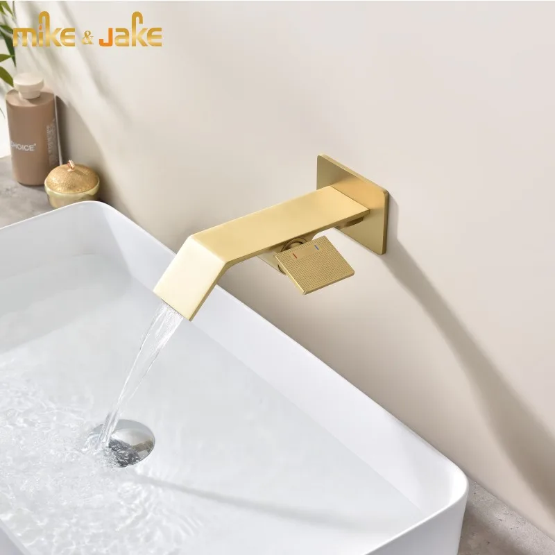 Wall-mounted build in faucet concealed embedded waterfall tap cold and hot wash basin embedded faucet