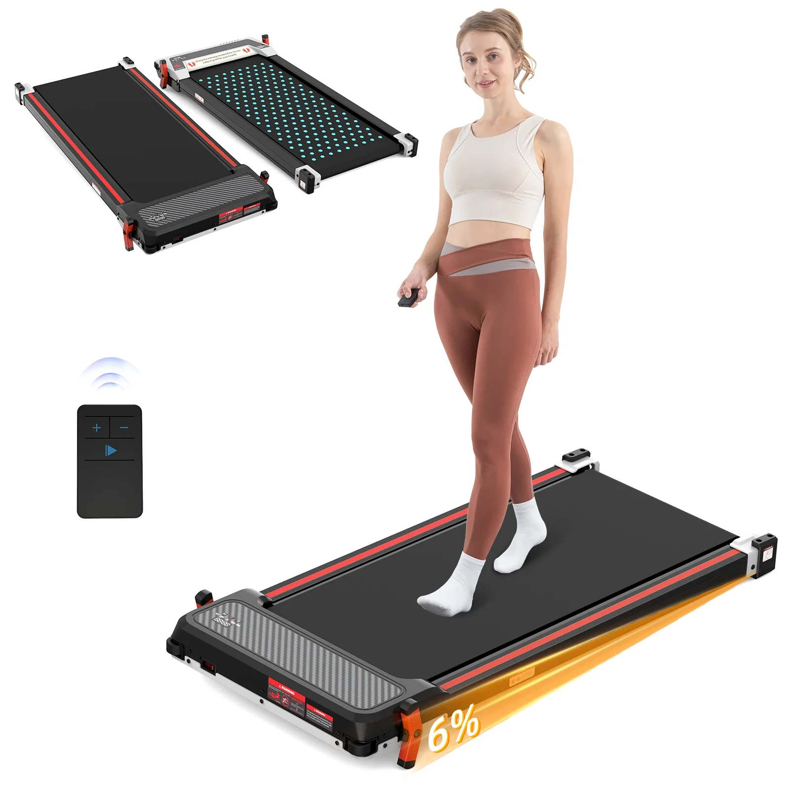 CITYSPORTS PRO Tapis de Coursec, tapis de marche, tapis roulant avec inclinaison, 120 kg, affichage LED, réglage de la vitesse, télécommande, moteur silencieux