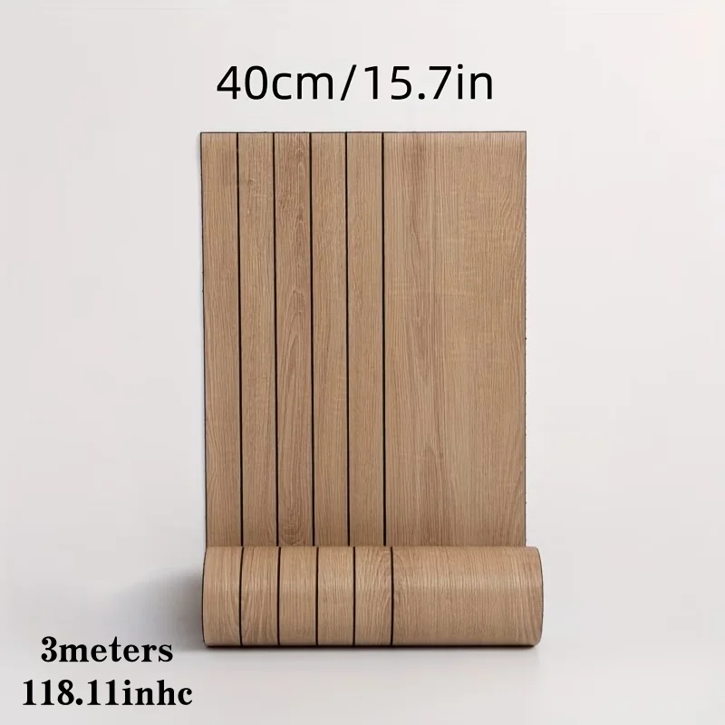 1PC 118.11inch Peel-and-Stick 2D Wood Grain Mesh Wall Panel, Vintage Wood Plank Self-Adhesive Wallpaper, Scratch-Resistant, Suit
