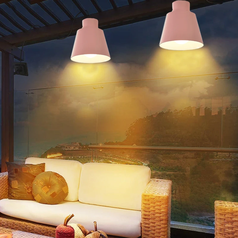 Modern Solar Outdoor Waterproof Color Macaron LED Bulb Double Headed Chandelier Anti-fall Garden Decorative Light Garden Light