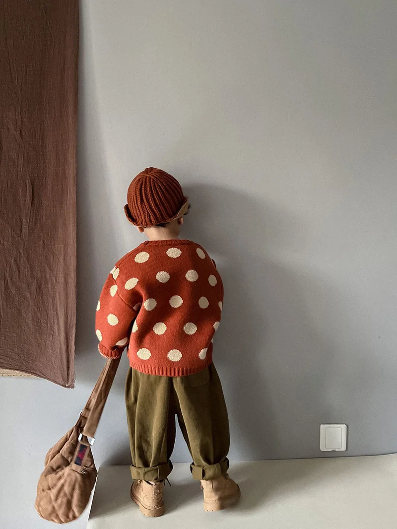 MILANCEL Herbst Winter Vintage Look Kinder Jungen Pullover Polka Dot Mädchen Strickwaren Outwear Jungen Pullover für 1-6Y – Detail 11