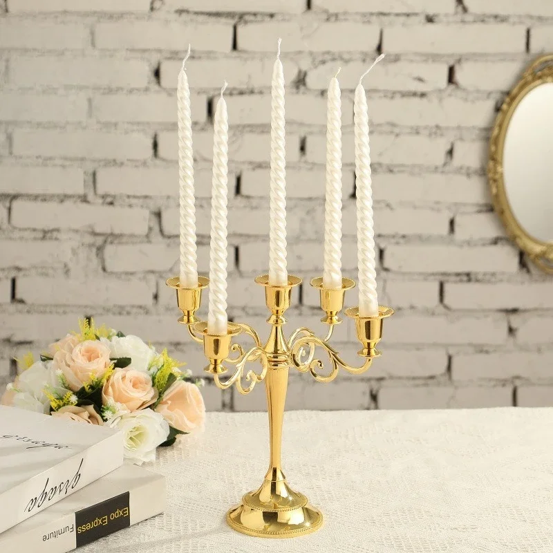 American Retro Candle Holder Three Heads Five Heads Wrought Iron Candle Holder Table Decoration Ornament Shooting Props