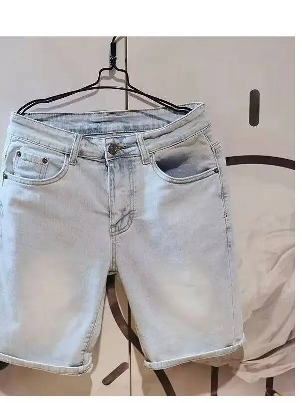 

Slim Fit Straight Leg Denim Shorts Men's Summer Thin Casual Five-Quarter Length Trendy Brand Leisure Fashion Pants