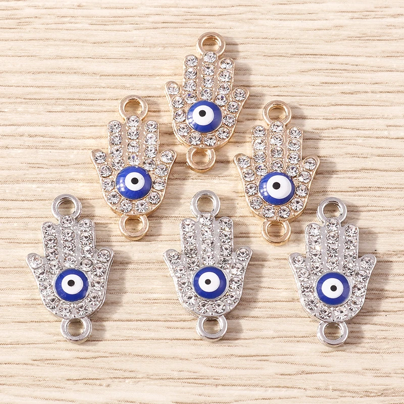 Tusember 10pcs Boho Crystal Turkish Evil Eye Charm Pendants for Jewelry Making DIY Earrings Necklace Bracelet Accessories Crafts