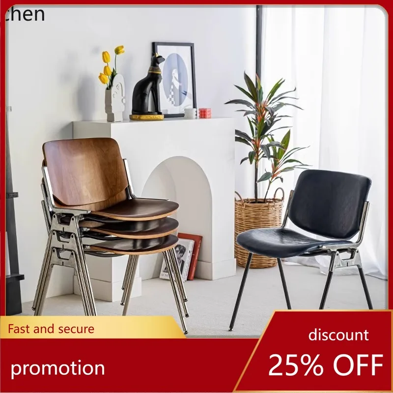 

HXL Iron Art Simple Casual Home Dining Chair with Soft Backrest and Solid Wood Frame