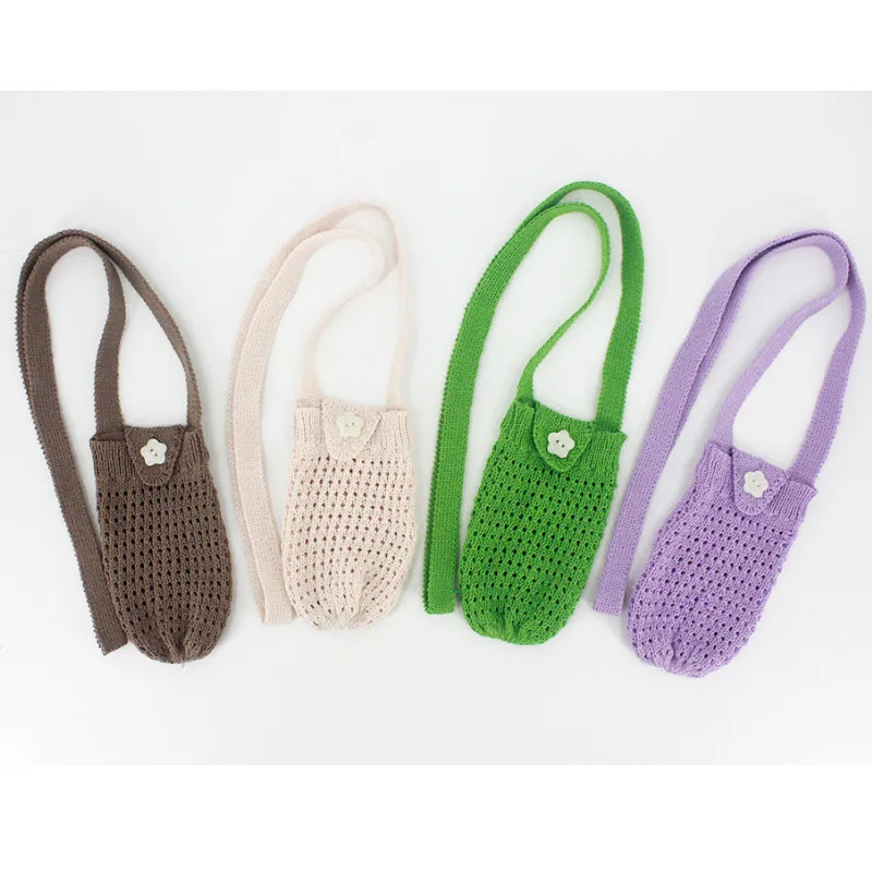 

IMone 2022 Fashion Bag Single Shoulder Messenger Mobile Phone Bag Woolen Knitted Bag Hollow Out Summer Bag for Women