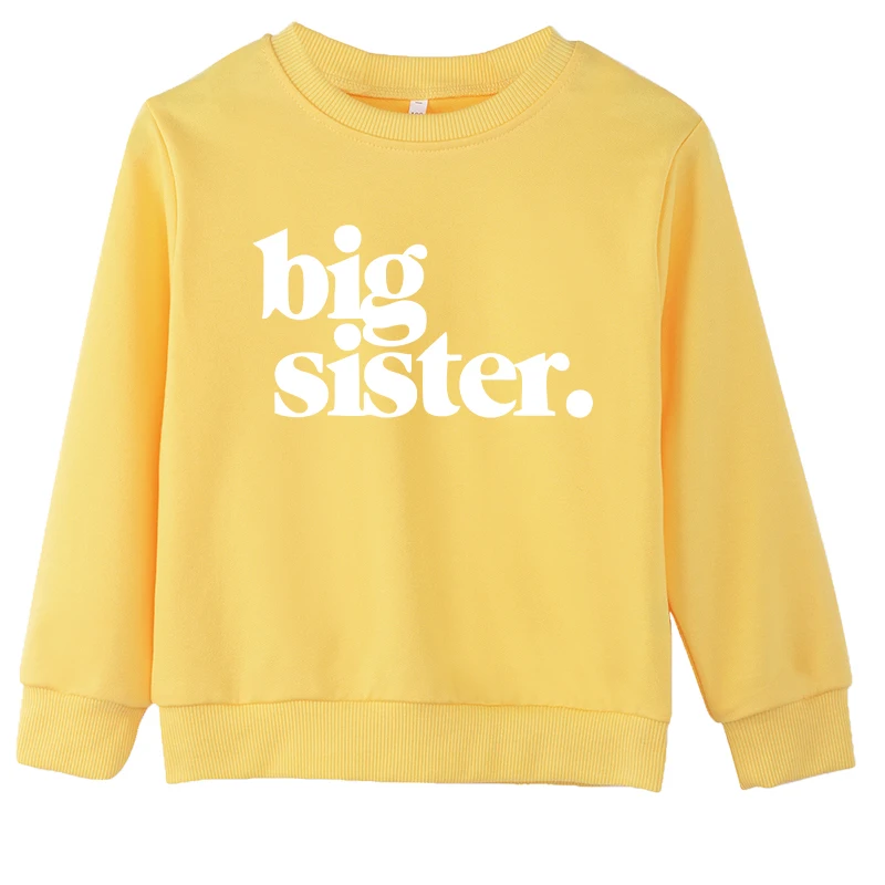 Warm Long Sleeves High Quality Fashion Big Sister Print Sweatshirts Pullover Baby Boy Girl Cute Hoodies Crewneck Tops Casual