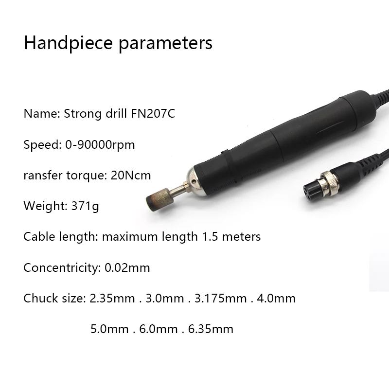 ห้องปฏิบัติการทันตกรรมติดตั้ง Micro มอเตอร์ handpiece 50000rpm เครื่องประดับฟันเครื่องขัด FN207C สูงสุด Chuck 6.35 มม.