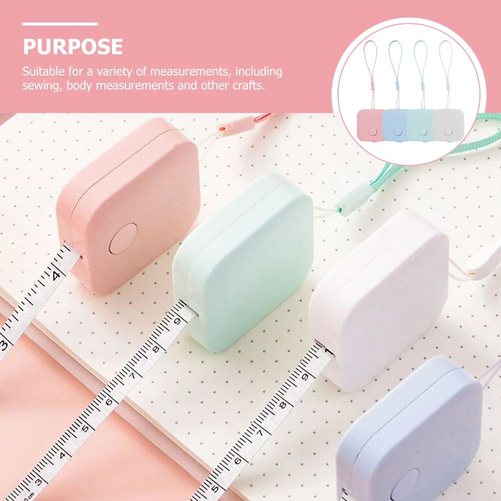 

4 Pcs Portable Automatic Shrink Tape Measure Measuring Retractable Garment Sewing Small Pvc for Body Tailor Flexible