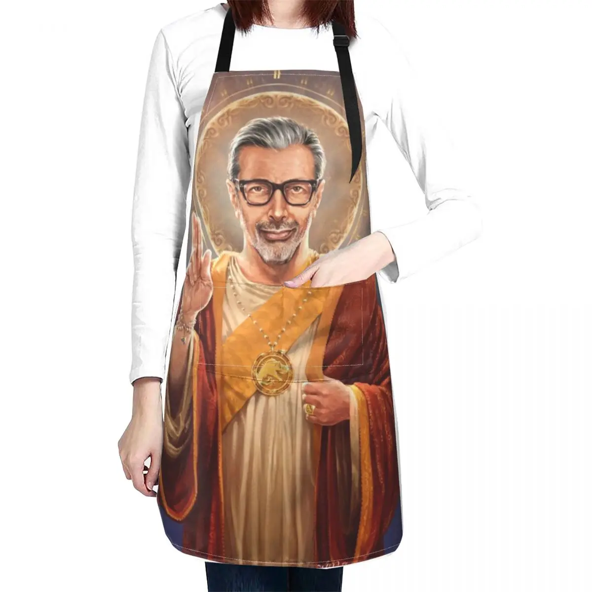 Saint Jeff of Goldblum, Jeff Goldblum Original Religious Painting Apron New year's Kitchen For Man Apron