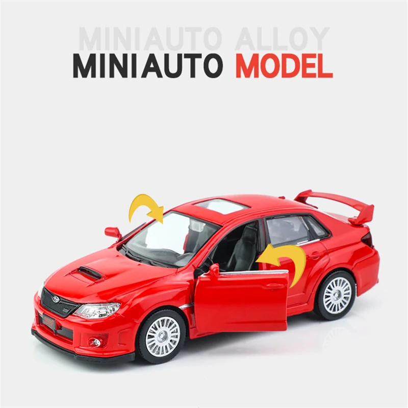 Modèle de voiture de course Subarus Impreza WRX STI en alliage moulé sous pression, jouet de simulation en métal, collection de côtes arrière, cadeaux pour enfants, 1:36