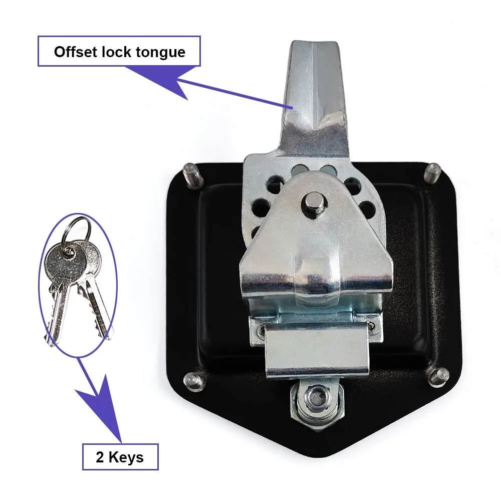 أسود قابل للطي T مقبض قفل راحة أقفال باب الخزانة شاحنة مقطورة أداة صندوق مجداف مزلاج مع مسمار #3