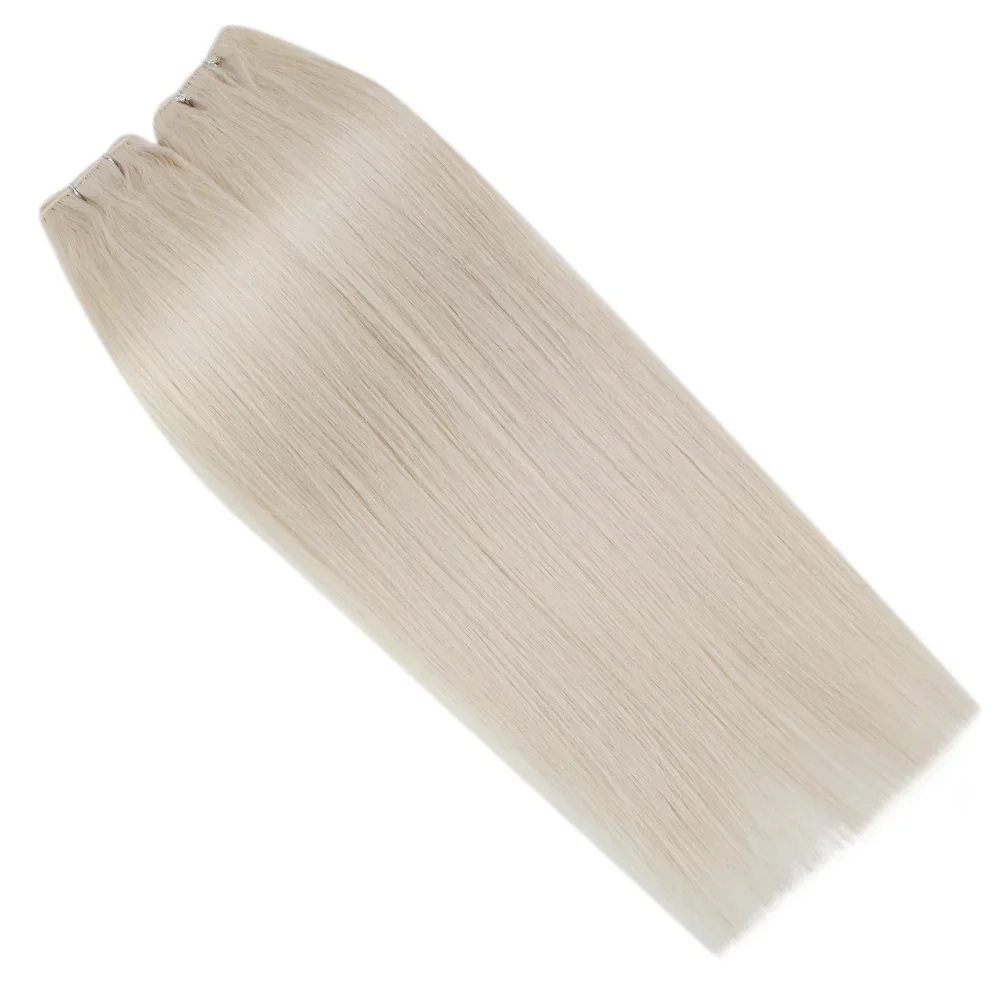 Laavoo virgem costurar em trama extensão do cabelo para as mulheres 100% cabelo humano real 50 g/pçs 16-24 polegada invisível em linha reta sem costura trama cabelo