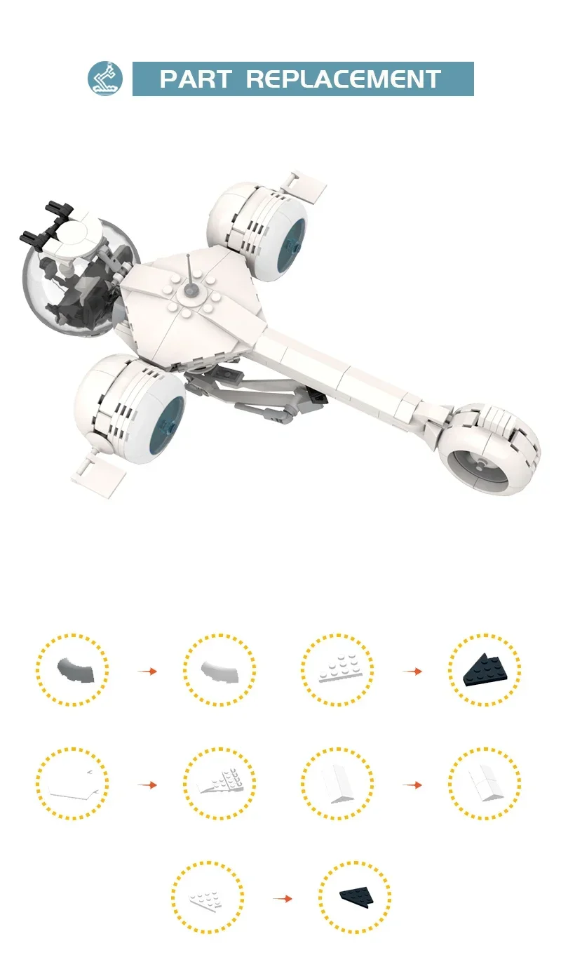 MOC 공상 과학 영화 시리즈 버블 보트 빌딩 블록 키트 Oblivioned 우주선 모델 어린이 조립 장난감 생일 선물
