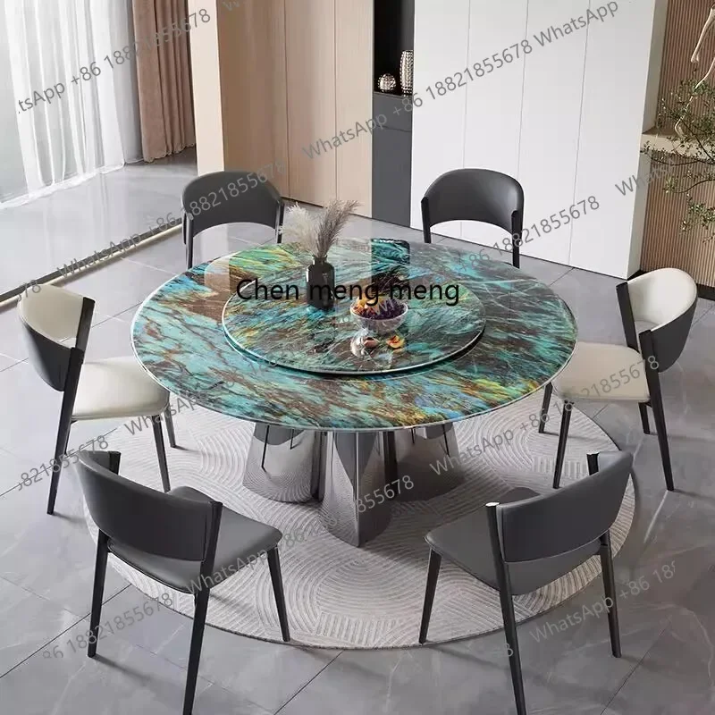 C6601 طاولة طعام فاخرة ومشرقة من ألواح الصخور وكرسي مجموعة حديثة وبسيطة لغرفة المعيشة حجر فائق البلورات مع تور