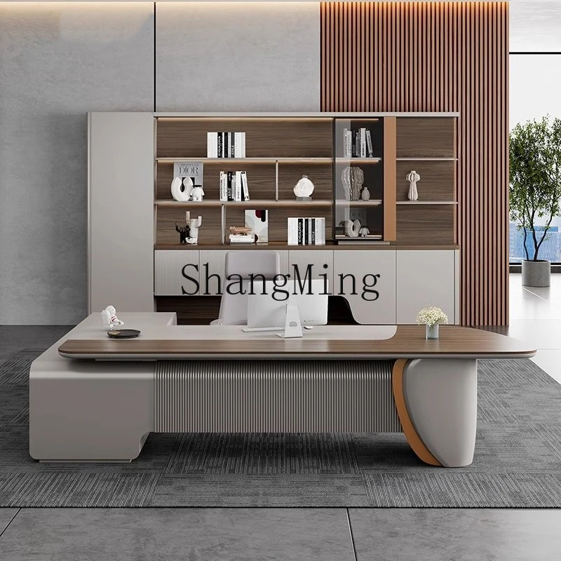 

SM boss desk light luxury senior sense president high-end office large desk simple and modern