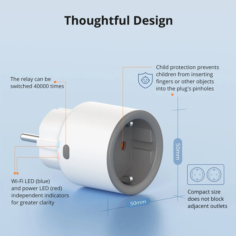 SONOFF S60TPF EU WiFi Socket Smart Home Plug Power Monitor Outlet Voice EWeLink App Remote Control Alexa Google Home SmartThings