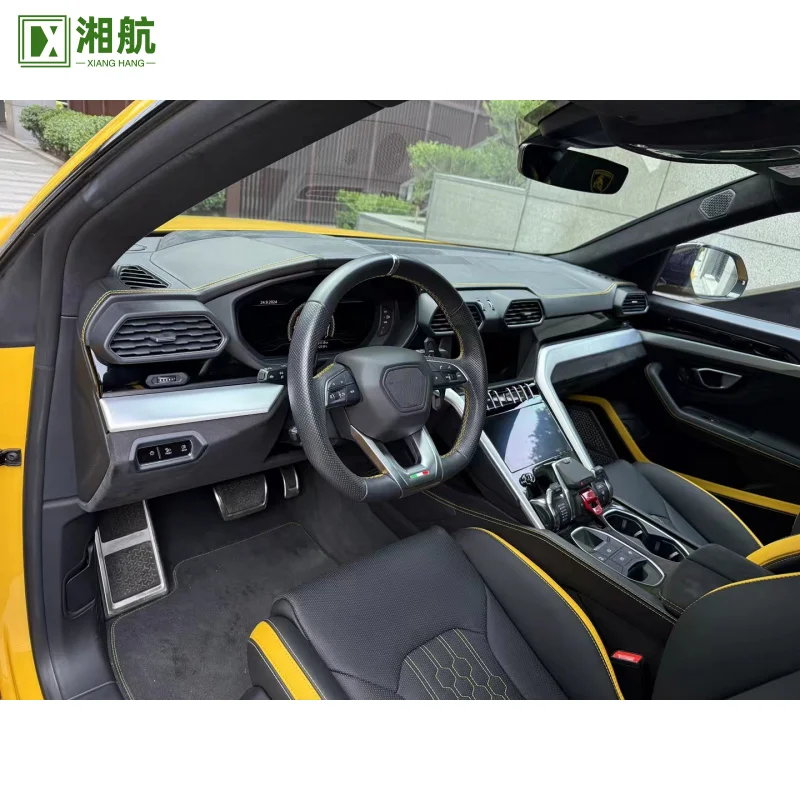 Suitablefor Lamborghini Urus 2018-2024 Custom Black and Yellow Leather Full Replacement Car Seat Cover