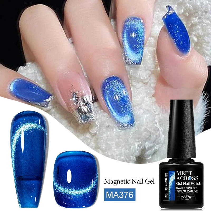 MEET ACROSS 7ml Kat Magnetische Gel Nagellak Semi-Transparante Nail Art Gel Winter Herfst Kerst Glitter Vernis voor Nagels