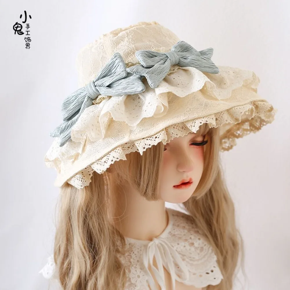 Doll Style Petite Lolita Bonnet, Gorgeous Lace Umbrella Hat, Vintage Sunshade Cap, Elegant Lolita UV Protection Headwear