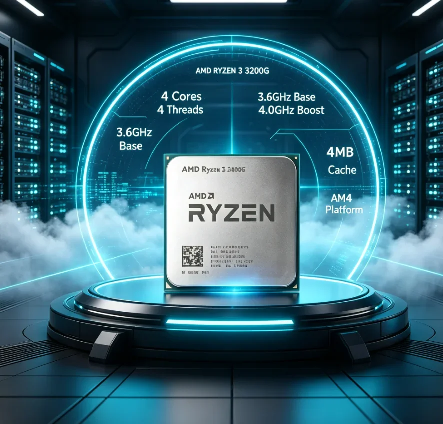AMD Ryzen 3 3200G AM4 Desktop Processing Unit 4MB L3 Cache 4 Cores 4 Threads Smooth Local Video Playback Without Cooling Fan