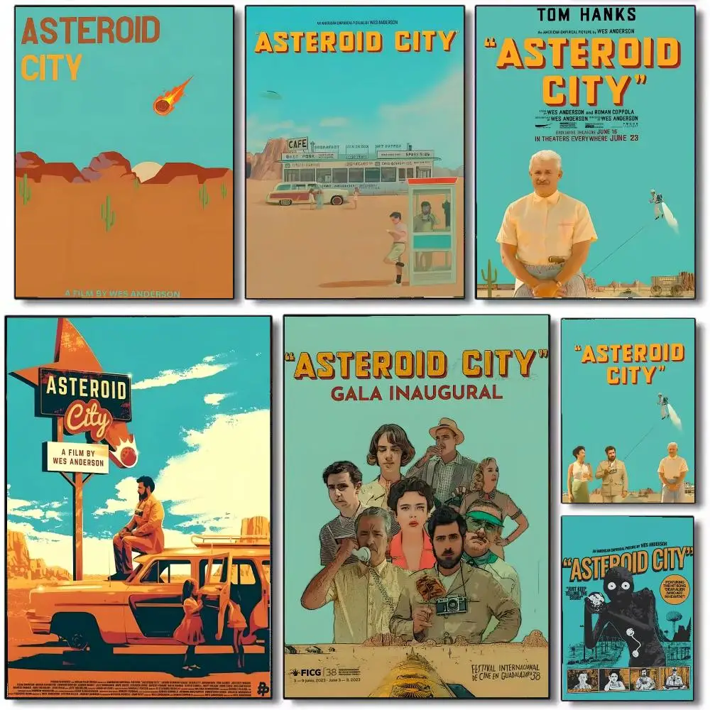 movie quirky A-Asteroid City Poster Wall Art Printed Decor Sticker Stylish Home Gift for Living Room Bedroom Corridor Cafe