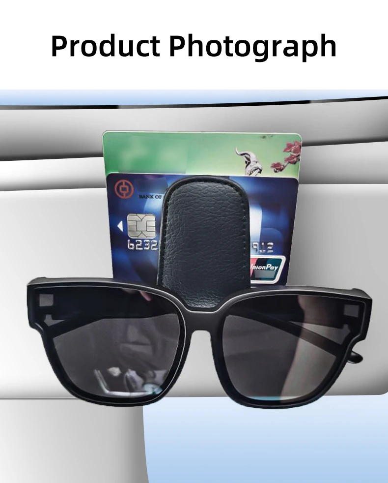 JFBONIN Leder Magnetischer Sonnenbrillenhalter Auto-Sonnenschutz-Zubehör mit Ticketclip Funktionale Sonnenschutz-Autozubehörteile – Detail 6