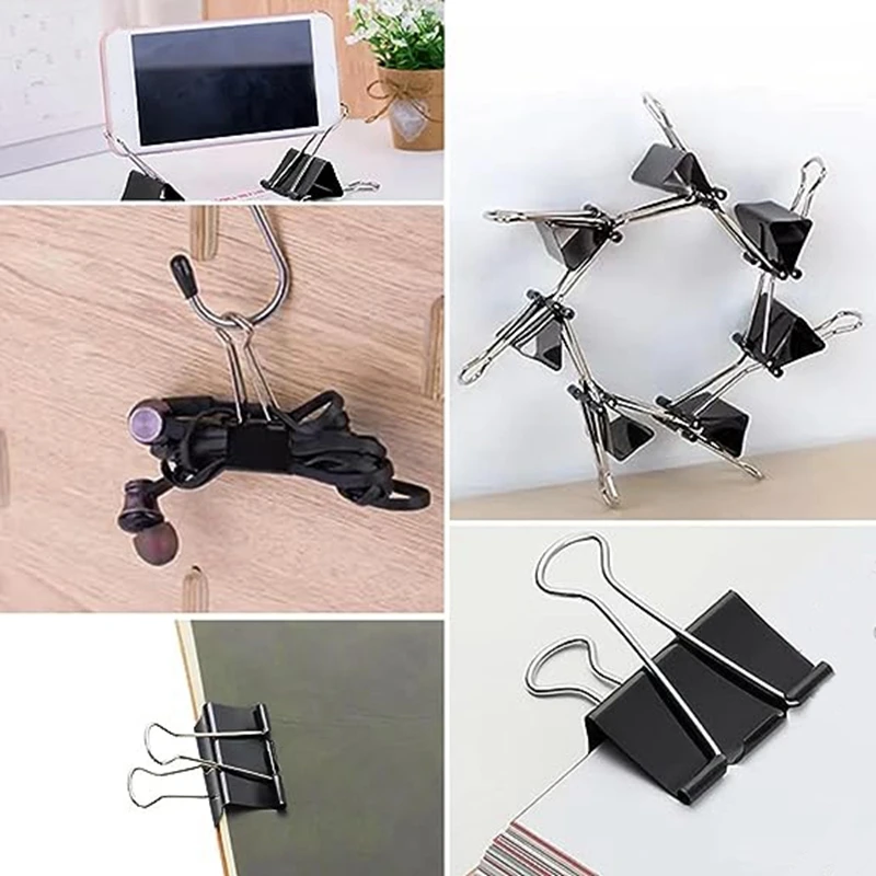 120 шт. черные зажимы с отрывными листами, зажимы с плоским горлышком и хвостом Феникса, фиксированные большие, средние и маленькие зажимы для купюр