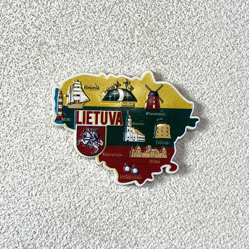 

European Country Lithuania Cultural and Creative Home Decorations 3D Decorative Magnetic Fridge Magnets Travel Souvenir Crafts