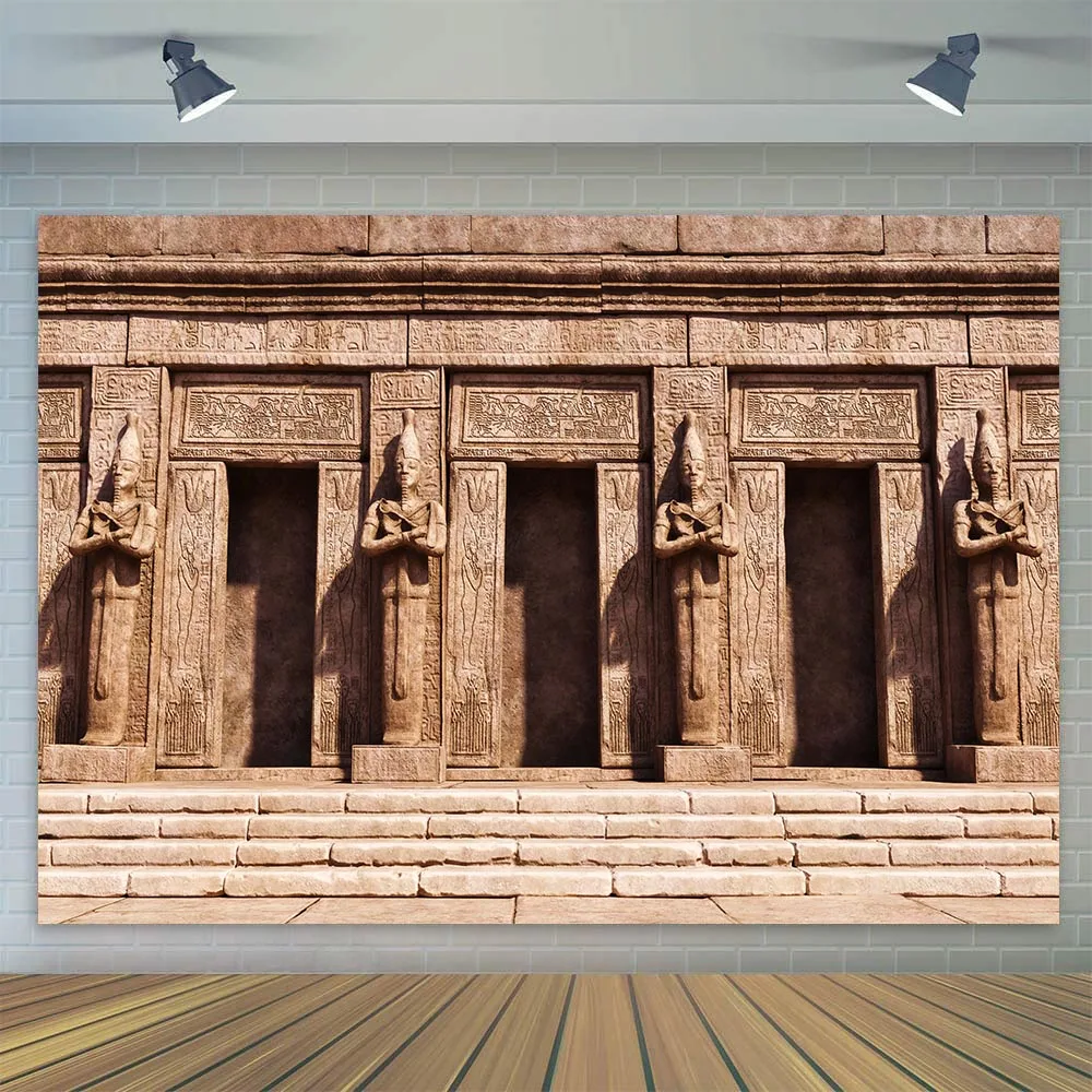 Ancient Egypt Backdrop Egyptian Temple Pharaoh Mosque Stone Pillar Travel Photography Background Party Decoration Banner Poster