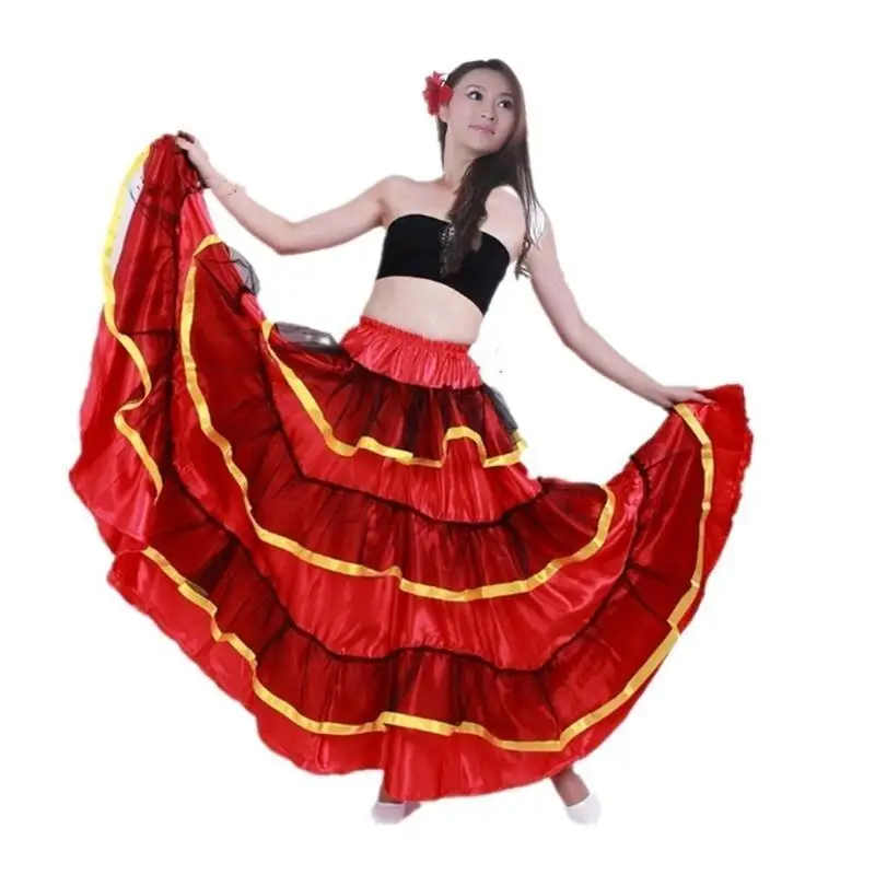 39BD Spanischer Stier-Tanzrock für Damen, Bauchtanzrock, Big Swing, Flamenco-Kostüm – Detail 3
