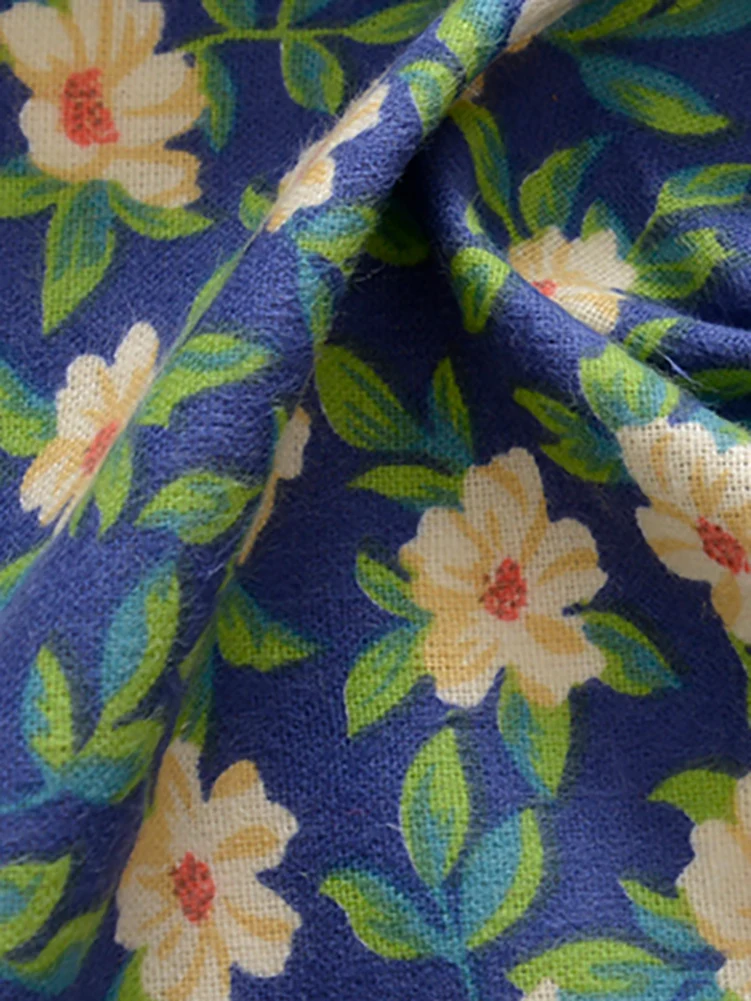 New Pure Cotton Brushed Fabric Floral Leaves Flowers for Sewing Autumn and Winter Clothes Dress DIY by Half Meter